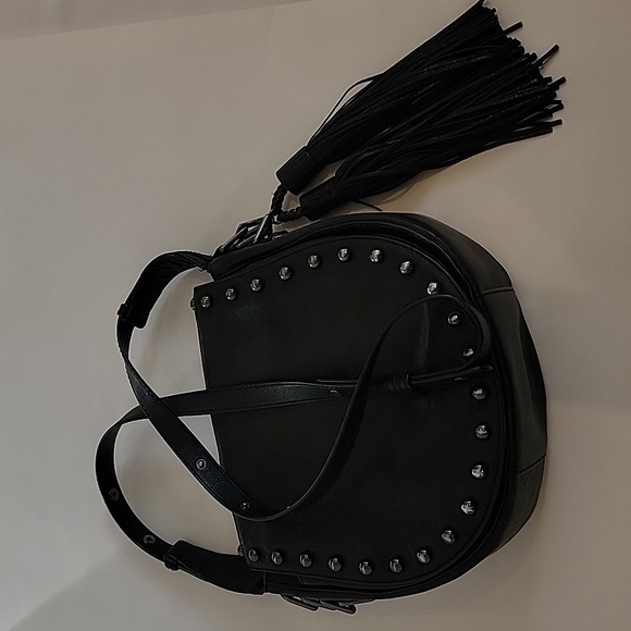 Black Studded Leather Crossbody Bag - Picture 4 of 13